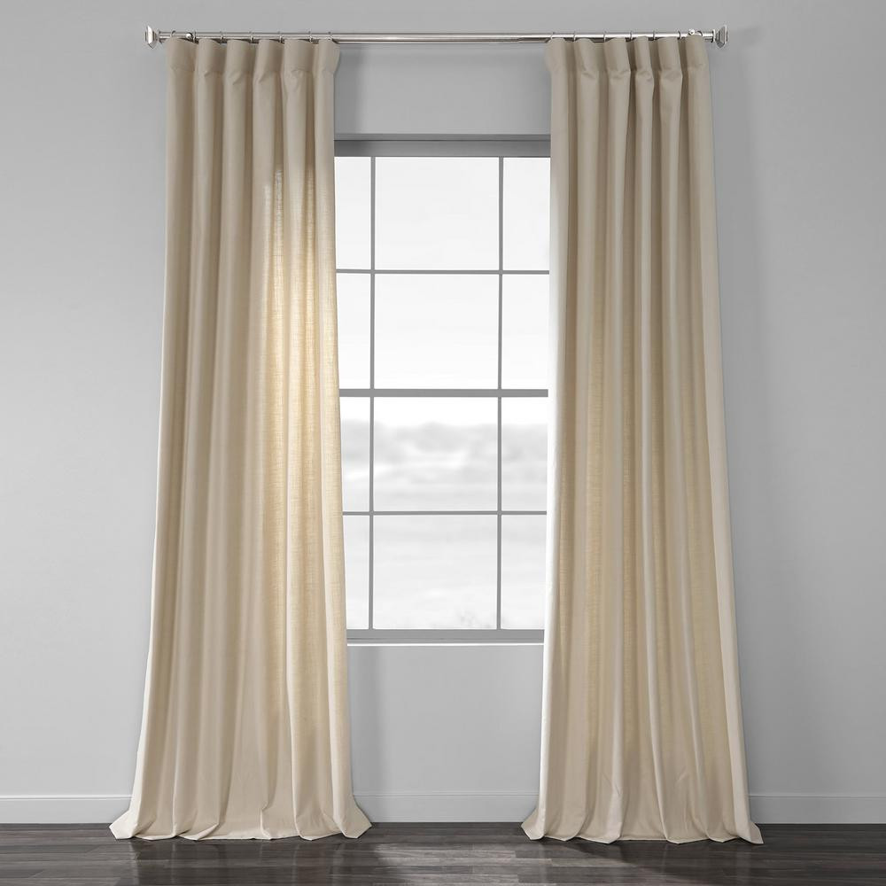Exclusive Fabrics & Furnishings Kilim Beige Solid Country Cotton Linen Weave Curtain - 50 in. W x 84 | The Home Depot