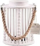 Home Essentials 10-inch High White Beaded Lantern with Rope Handle | Amazon (US)