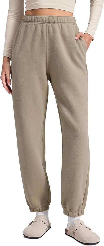 CRZ YOGA Cotton Fleece Lined Jogger Sweatpants Women 28" - Casual Lounge Travel Pants with Pocket... | Amazon (US)