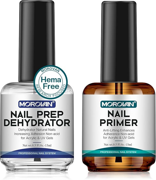 Morovan Professional Natural Nail Prep Dehydrate and Acid-Free Primer, Dehydrator for Acrylic and... | Amazon (US)