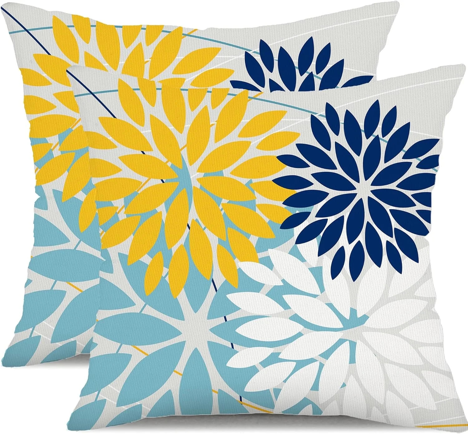 Outdoor Throw Pillow Covers 18x18 Inch Set of 2 Waterproof Spring Summer Geometric Elegant Yellow... | Walmart (US)