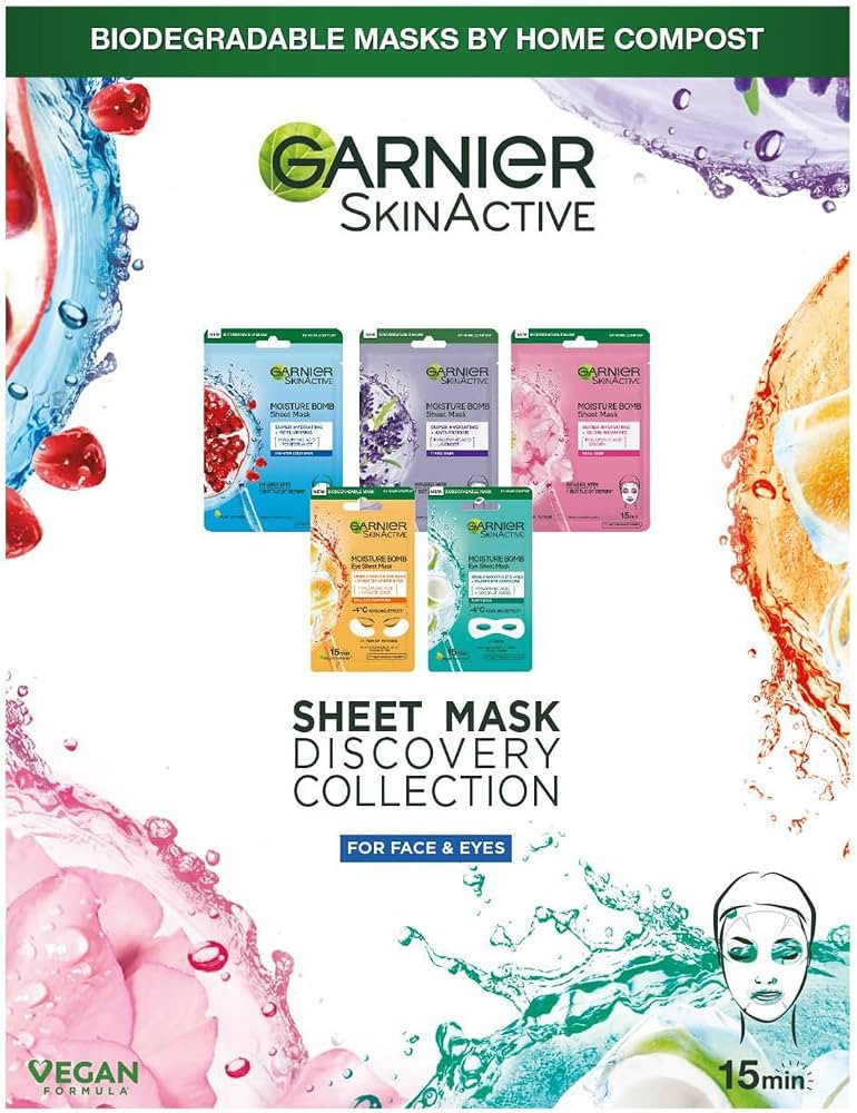 Garnier Sheet Mask Discovery Collection, Face & Eye Sheet Masks for Dehydrated, Dull and Tired Sk... | Amazon (UK)