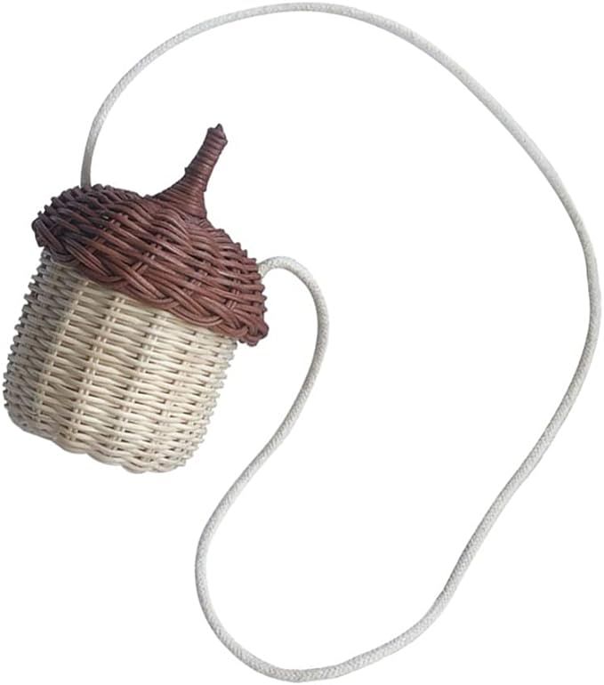 Cabilock Rattan Woven Basket Handmade Acorn Shaped Basket Wall Hanging Basket Shoulder Crossbody ... | Amazon (US)