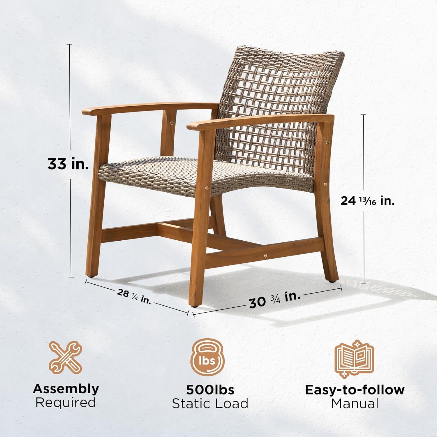 Liberte 500lbs Capacity Acacia Outdoor Club Chairs Set of 2, FSC Teak Finish Patio Furniture Sets... | Amazon (US)
