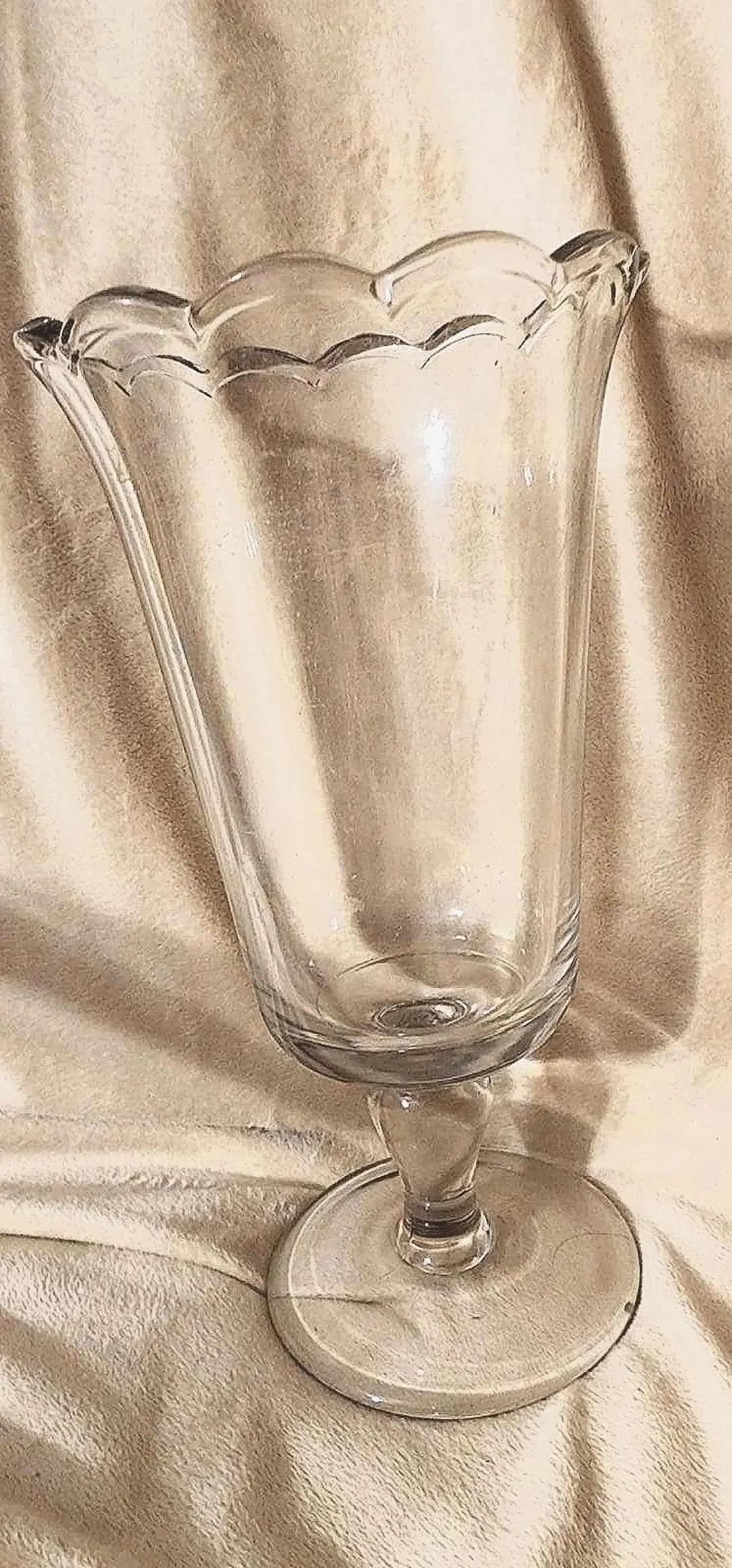 EAPG Celery Spooner Column Pedestal Clear Vase Scalloped Top 9" Unique - Etsy | Etsy (US)