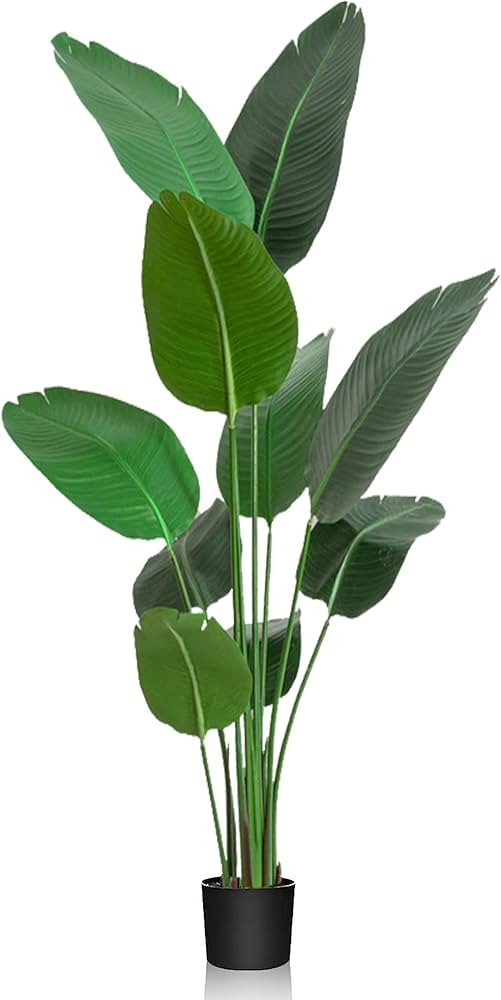5ft Artificial Tree Bird of Paradise Palm Tree Artificial Plant for Home Decor Indoor Outdoor Off... | Amazon (US)