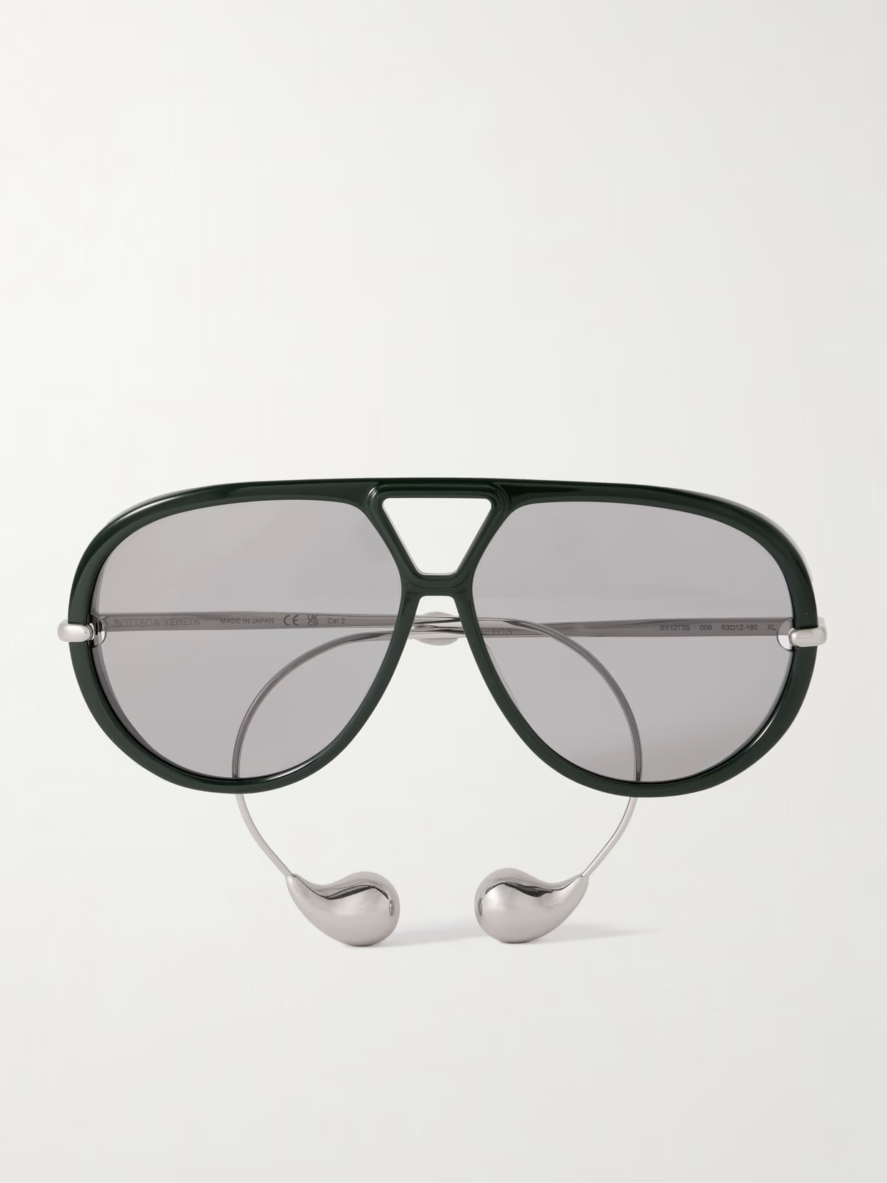 BOTTEGA VENETA EYEWEAR - Embellished Aviator-style Recycled-acetate And Silver-tone Sunglasses - One size | NET-A-PORTER (US)