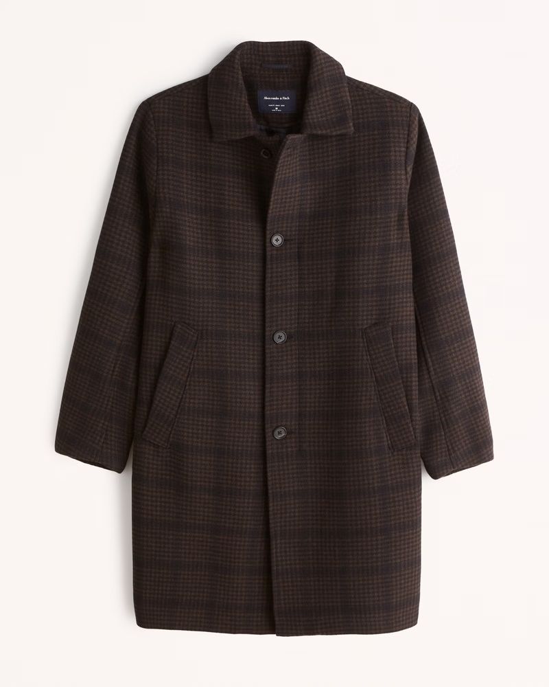 Men's Wool-Blend Mac Coat | Men's Coats & Jackets | Abercrombie.com | Abercrombie & Fitch (US)