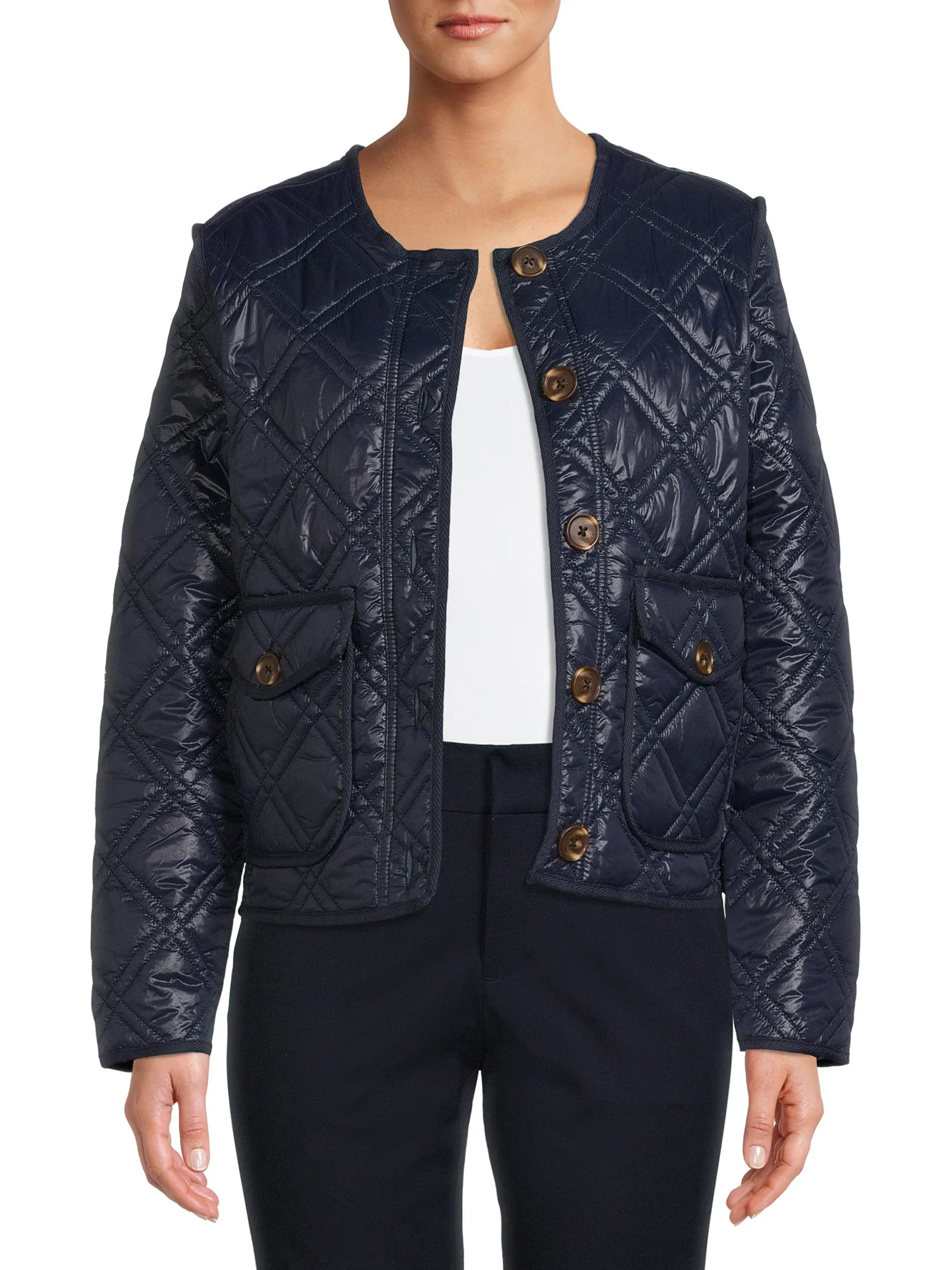 Time and Tru Women's Quilted Jacket - Walmart.com | Walmart (US)