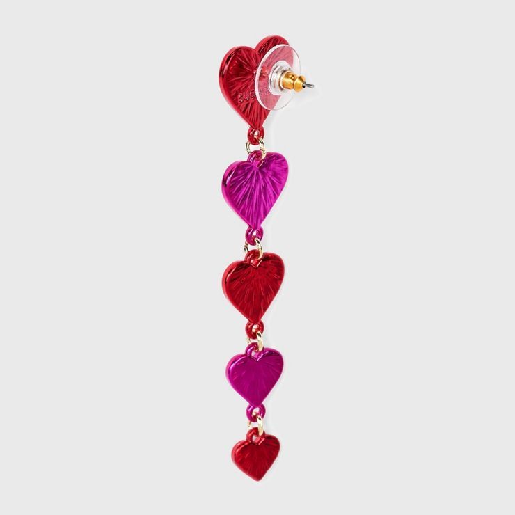 SUGARFIX by BaubleBar Heart Drop Linear Earrings - Red/Pink | Target