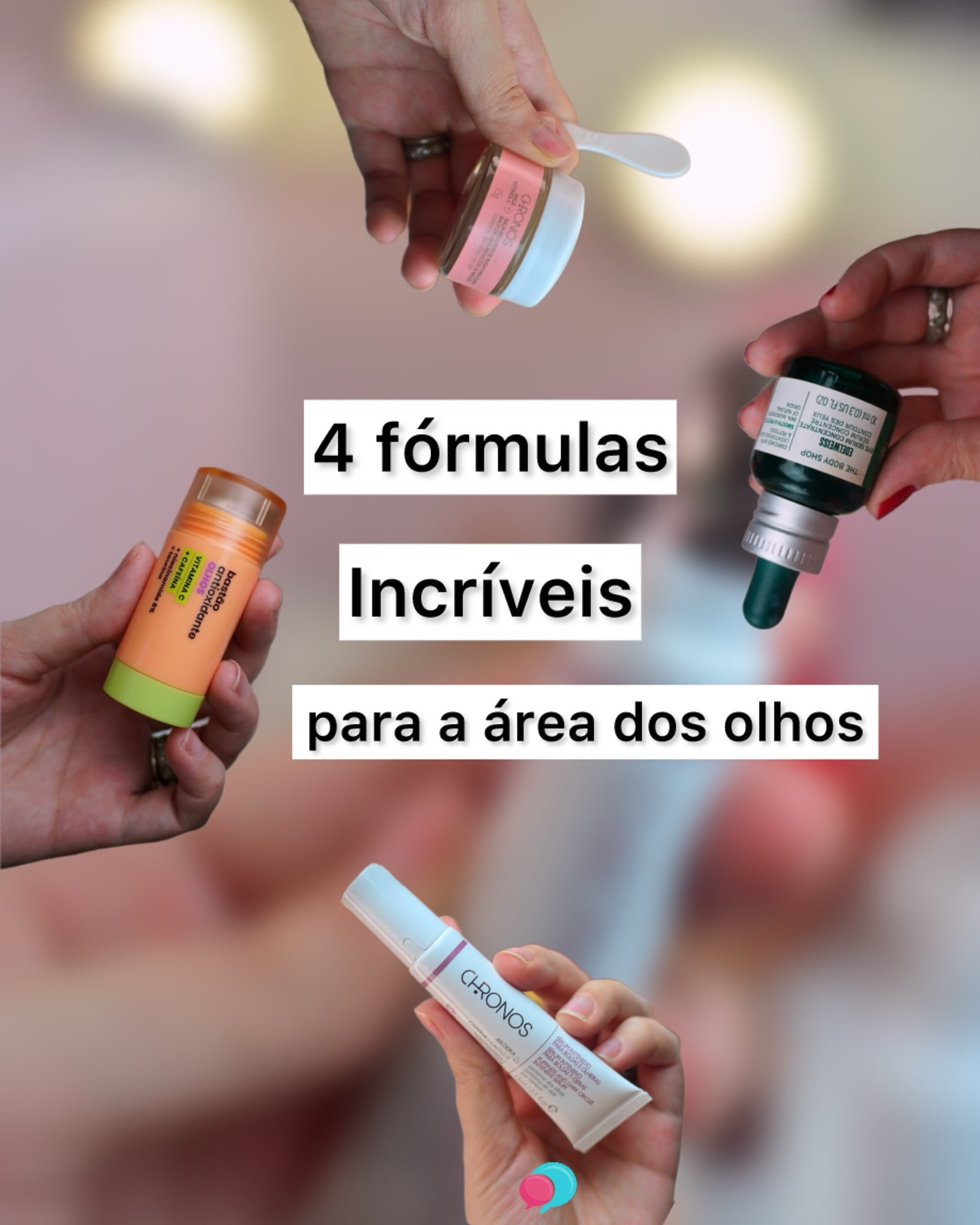 4 fórmulas incríveis para a área dos olhos ✨ 

- Salve esse post para consultas- 

1- Sérum Intensivo para bolsas e olheiras de Natura Chronos @naturabroficial 
.
2- Bastão Antioxidante Hidratante Olhos da @sallve (use o cupom 10#TAGARELANDOMODA e ganhe 10% de desconto + frete grátis em compras acima de R$149 no site da Sallve 💖)
.
3- Balm Redutor de Rugas para a área dos olhos de Natura Chronos @naturabroficial 
.
4- Sérum concentrado Edelweiss para área dos olhos de @thebodyshopbrasil 
.
🔗 Temos cupom, pede link nos comentários pra receber por direct 💖
.
Ahhh… Deixa aqui nos comentários 👇 caso você tenha alguma indicação incrível de fórmula para a área dos olhos pra adicionar a essa lista 🥰