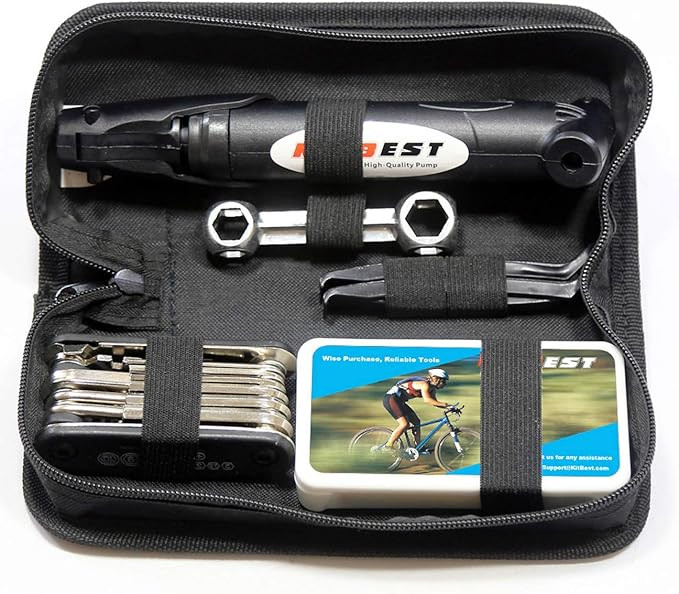 Bike Repair Bag & Bicycle Tire Pump, Tire Puncture Repair Kit, Bike Multi Tool Set, Maintain Bike... | Amazon (US)