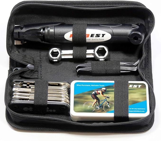 Bike Repair Bag & Bicycle Tire Pump, Tire Puncture Repair Kit, Bike Multi Tool Set, Maintain Bike... | Amazon (US)