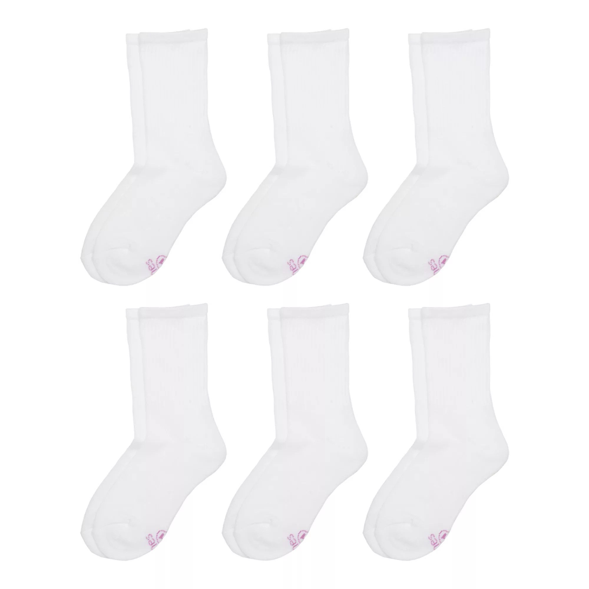 Girls Hanes® 6 Pairs Ultimate Crew Socks | Kohl's