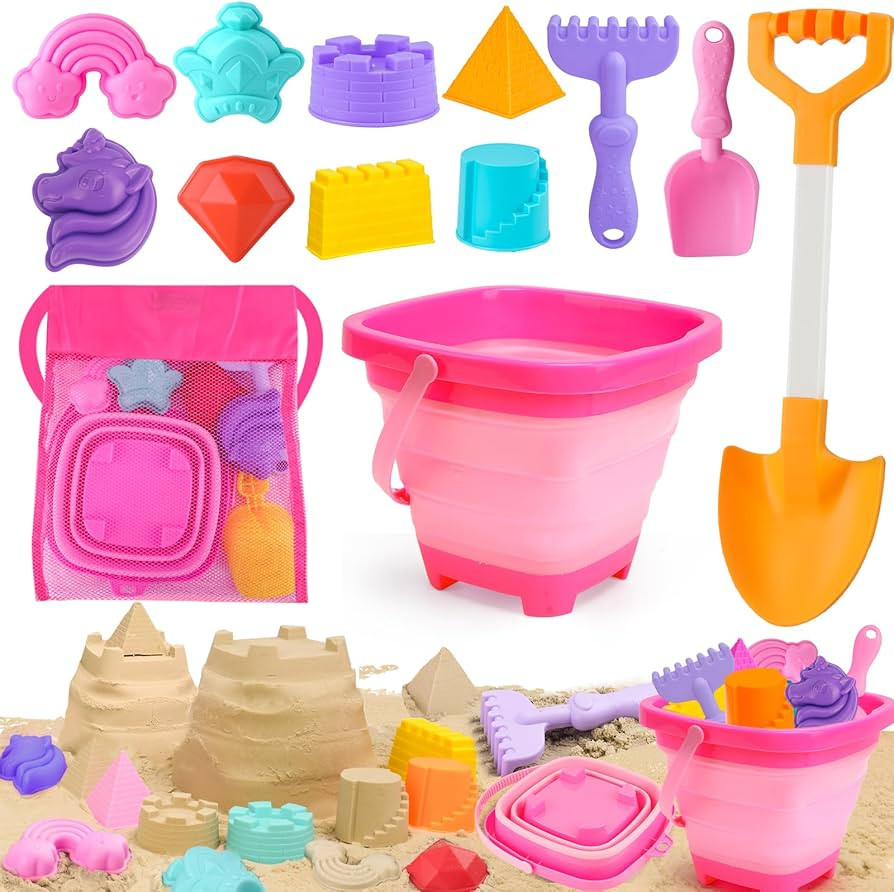 AuntyFey Collapsible Beach Toys for Kids Ages 4-8, Sand Toys for Toddlers Ages 3-4-8, Beach Toy S... | Amazon (US)
