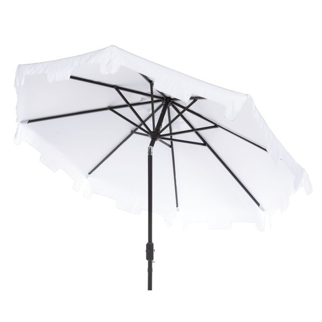SAFAVIEH Outdoor Collection Zimmerman 9-Foot Tilt Umbrella & Flap White | Walmart (US)