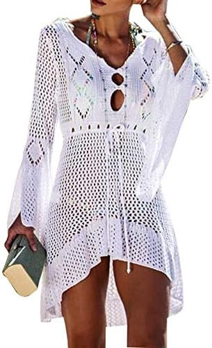 Wander Agio Beach Tops Sexy Floral Coverup Dresses Bikini Cover-ups Net Hollow Out | Amazon (US)