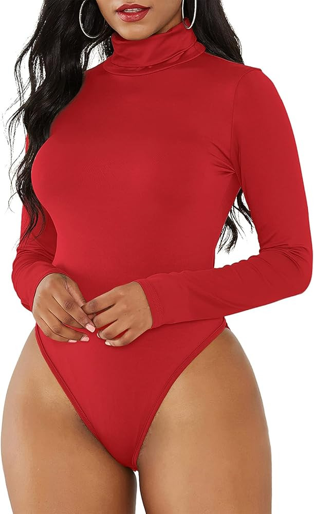 American Trends Bodysuit for Women Body Suit Long Sleeve Bodysuit Tops Turtleneck Leotards Shapew... | Amazon (US)