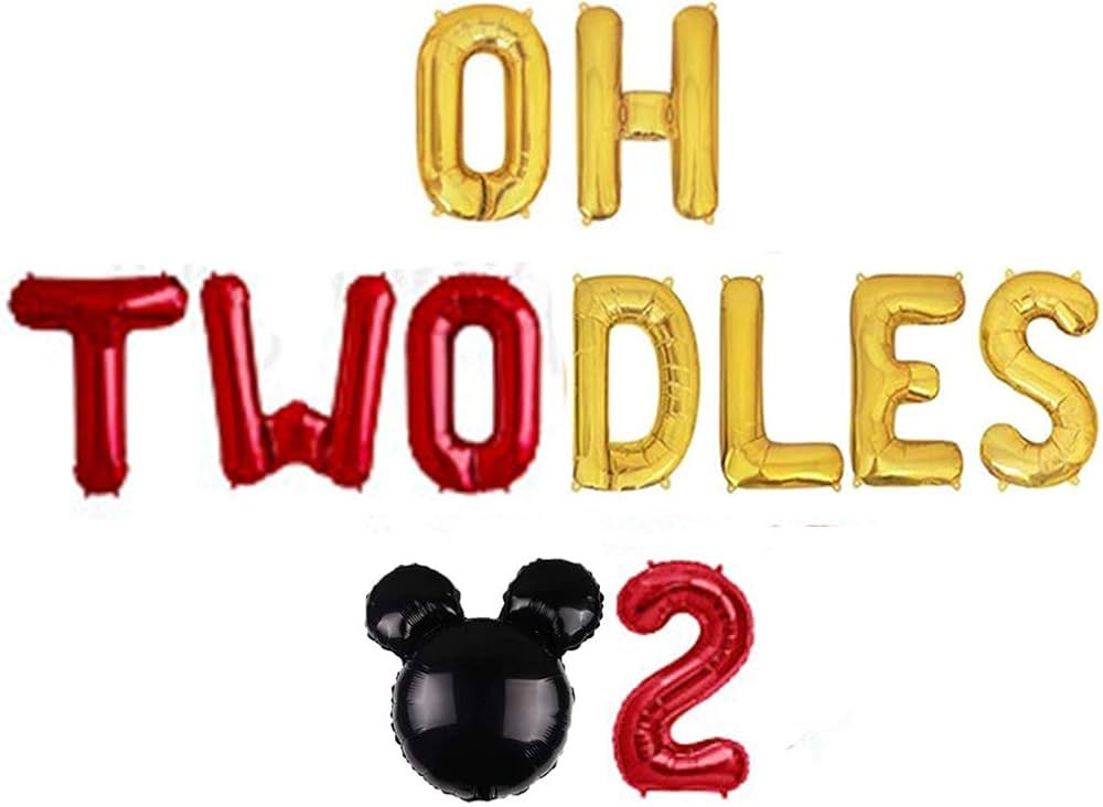 Oh Twodles Birthday Balloons, Red Oh Twodles Balloon Birthday Banner Mickey Mouse Party Supplies ... | Amazon (US)