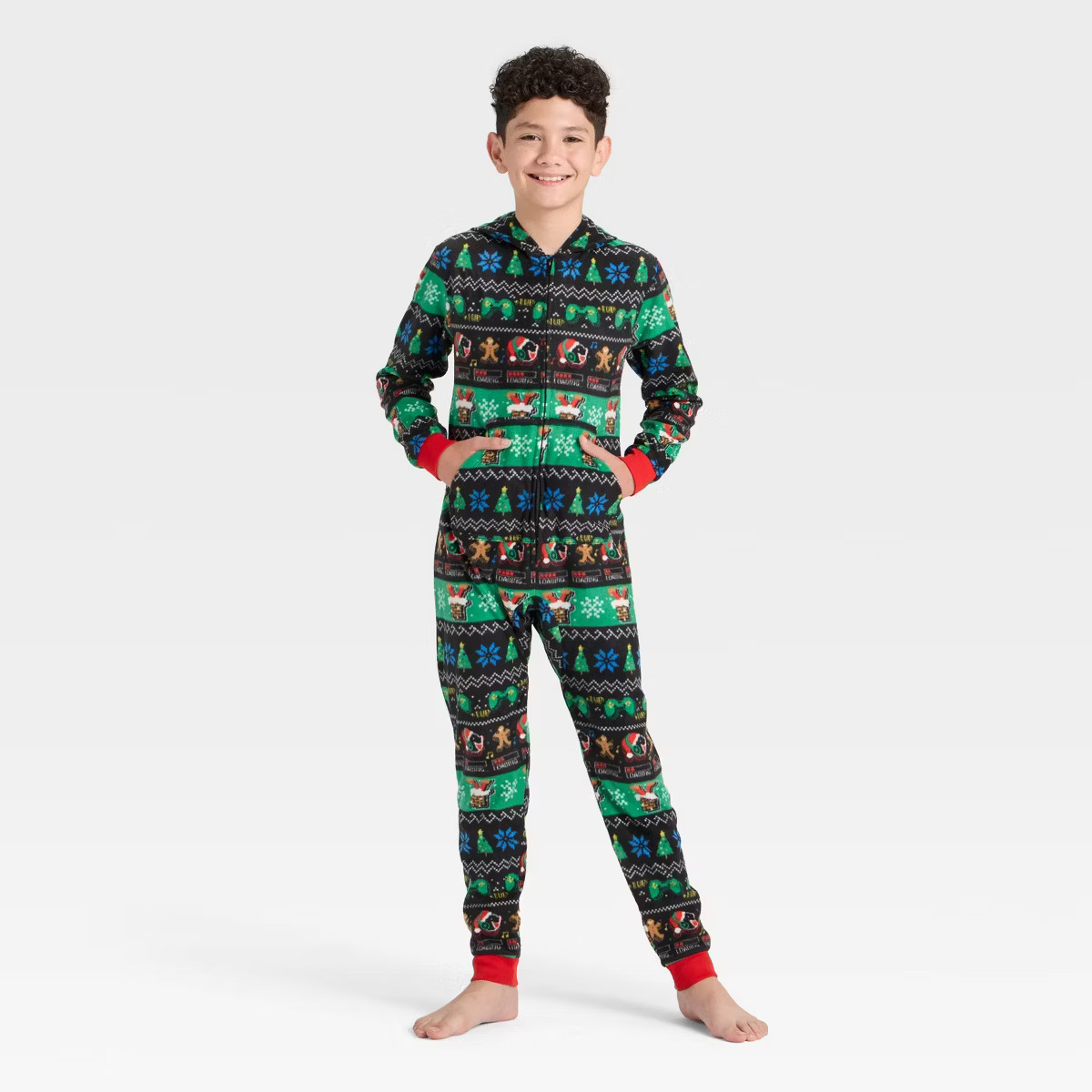 Boys' Christmas Gamer Fair Isle Union Suit - Cat & Jack™ Black | Target