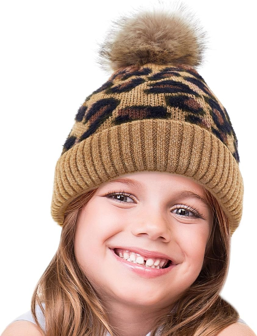 C.C Exclusives Solid Ribbed Kids Beanie Hat with Faux Fur Pom (KIDS-43)(KIDS-2061) | Amazon (US)