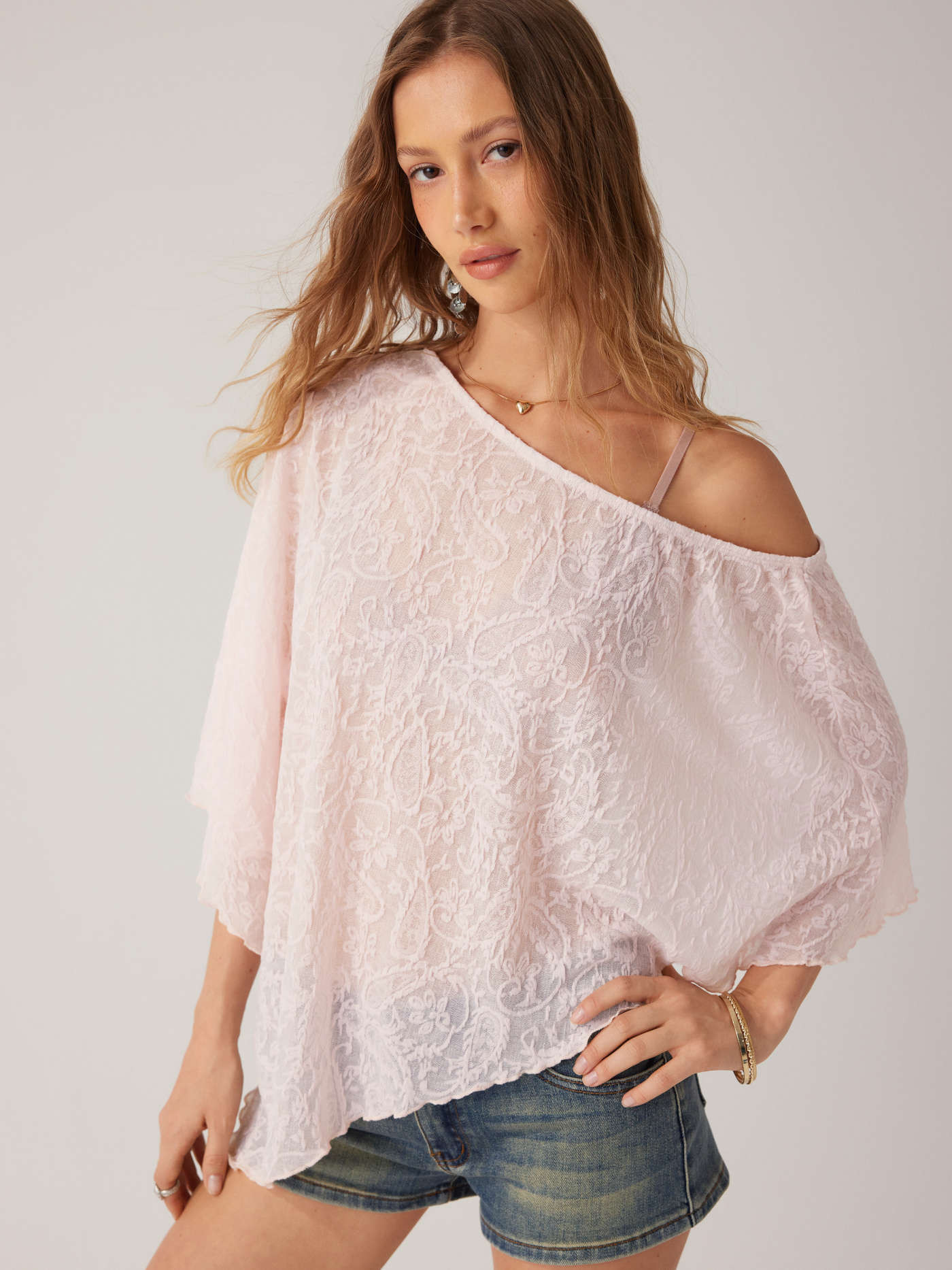 Chiffon Asymmetrical Hem Poncho Top | Cider