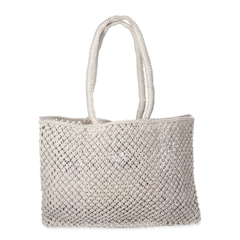 No Boundaries Women's Woven Beach Tote Bag, Natural Sun - Walmart.com | Walmart (US)