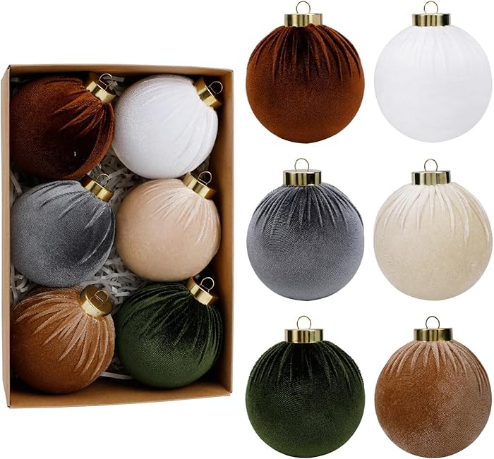 SUPREME XMAS 6 Pcs Christmas Tree Ornaments Set, 80mm/3.15in Large Velvet Christmas Ornaments for... | Amazon (US)