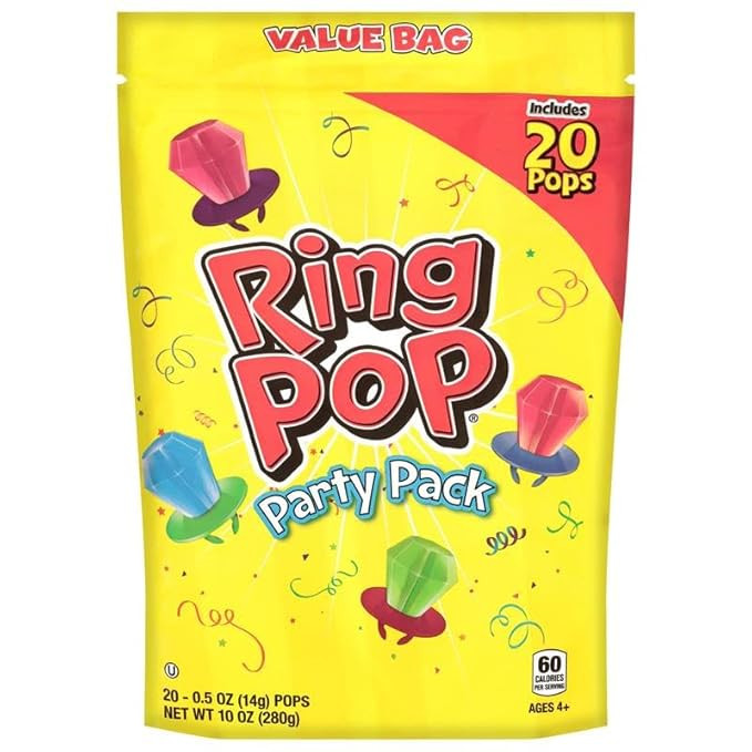 Ring Pop Candy, Christmas Lollipops, 20 Ct Party Favors in Assorted Fruity Flavors - Full Size, B... | Amazon (US)