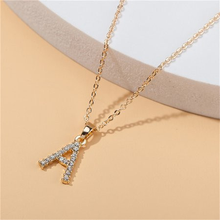 Rucky Women Jewelry Ladies Diamond Necklace With 26 English Letters Couple Necklace Gold A | Walmart (US)