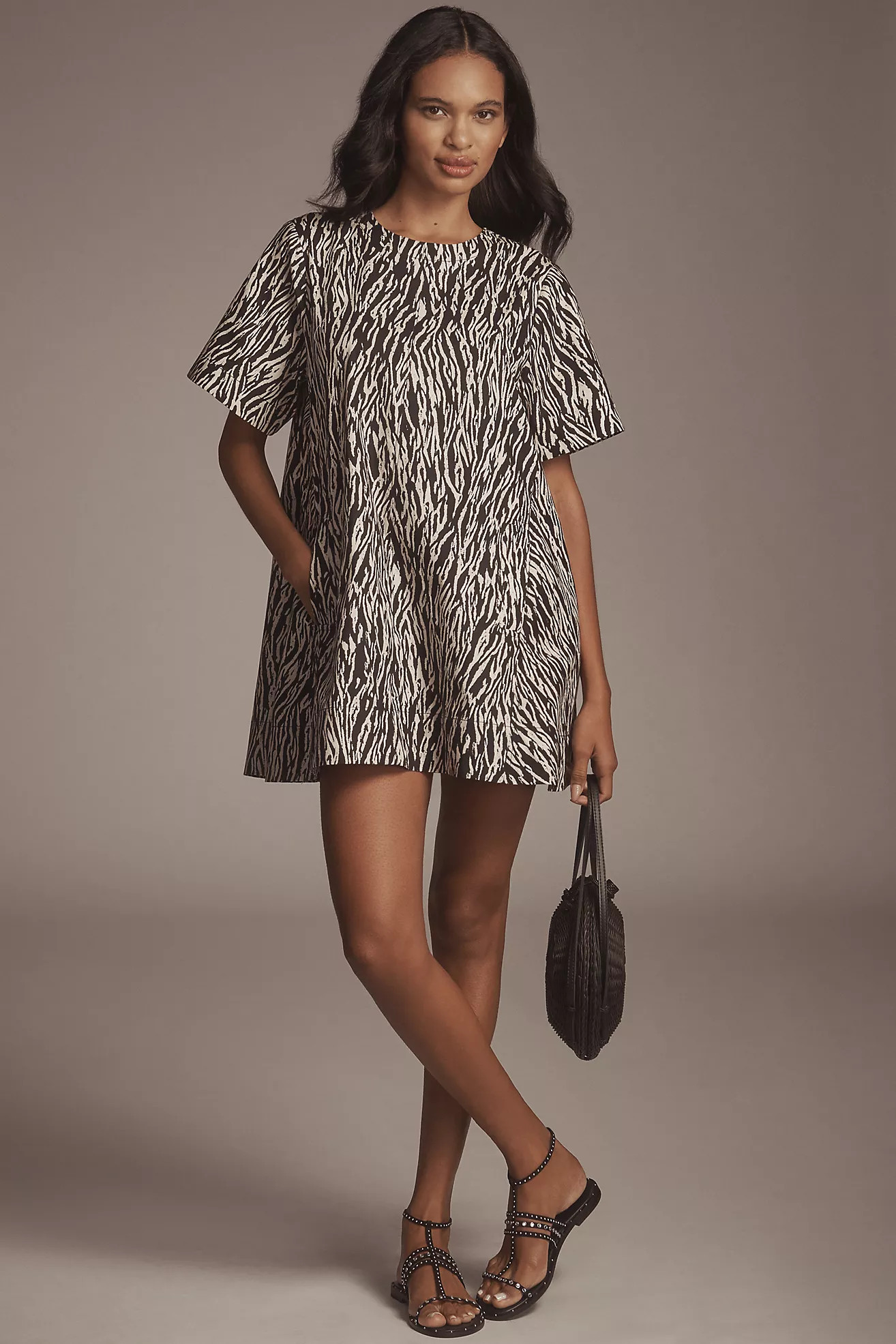 The Emmy Short-Sleeve Swing Mini Dress by Maeve | Anthropologie (US)