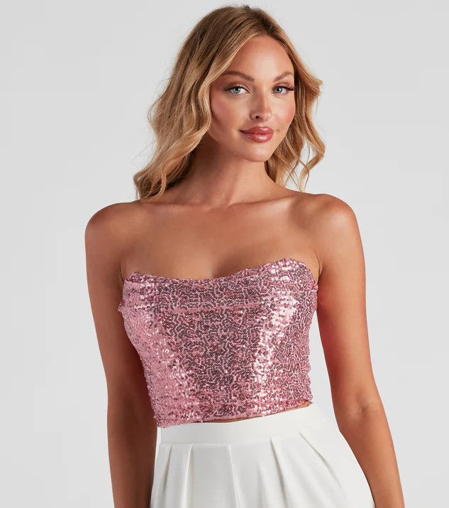She's Glowing Sequin Corset Top | Windsor Stores