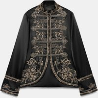 Zara - Zw Collection Embroidered Frog Fastening Jacket - Black - S - Woman | Zara US