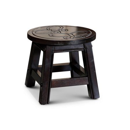 DTY Indoor Living Fairplay Carved Wooden Step Stool, Butterflies, Espresso | Walmart (US)