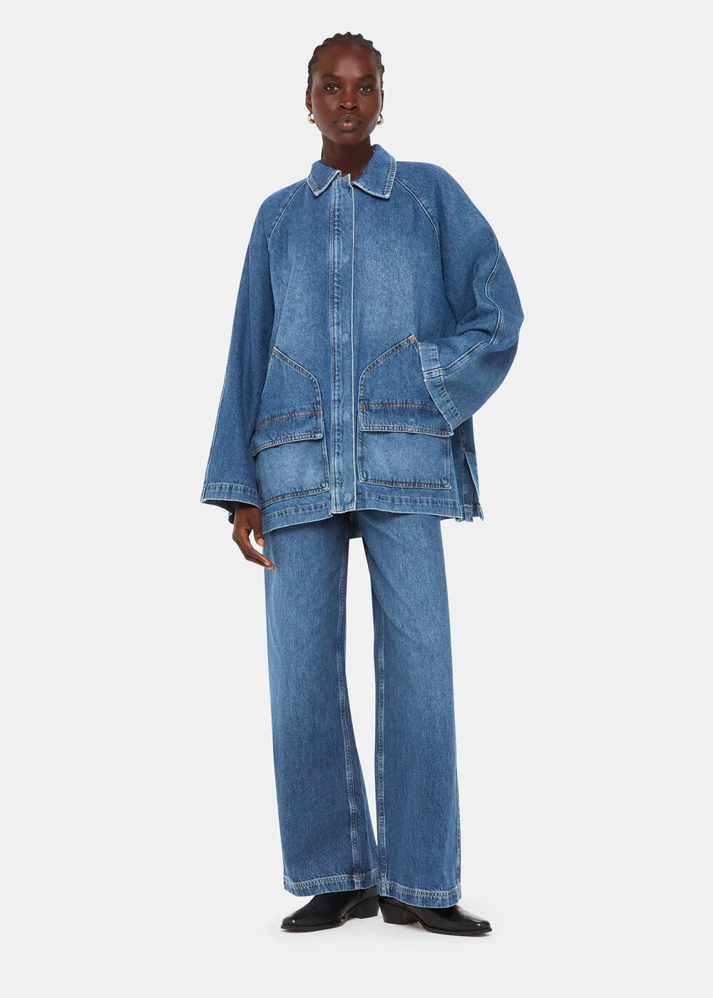 Denim Flare Sleeve Denim Jacket | WHISTLES | Whistles UK | | Whistles