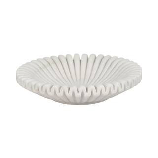 Liv & Skye White Marble 12 in. Pleated Decorative Bowl 18853 - The Home Depot | The Home Depot