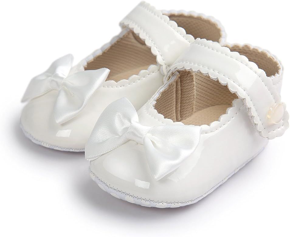 Infant Baby Girls Soft Sole Bowknot Princess Wedding Dress Mary Jane Flats Prewalker Newborn Ligh... | Amazon (US)
