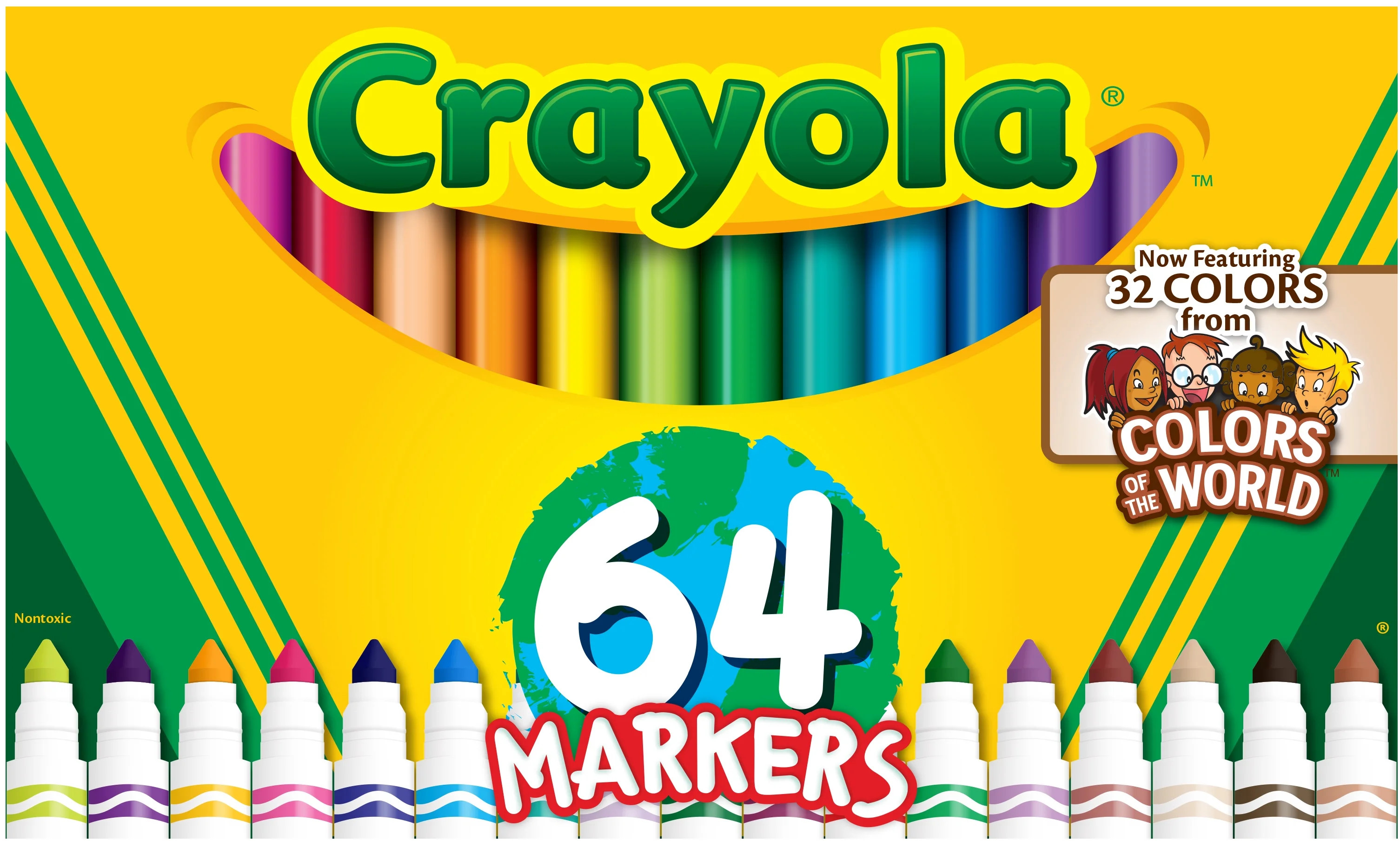 Crayola Broad Line Markers with Colors of The World, 64 Ct, Back to School Supplies, Child | Walmart (US)