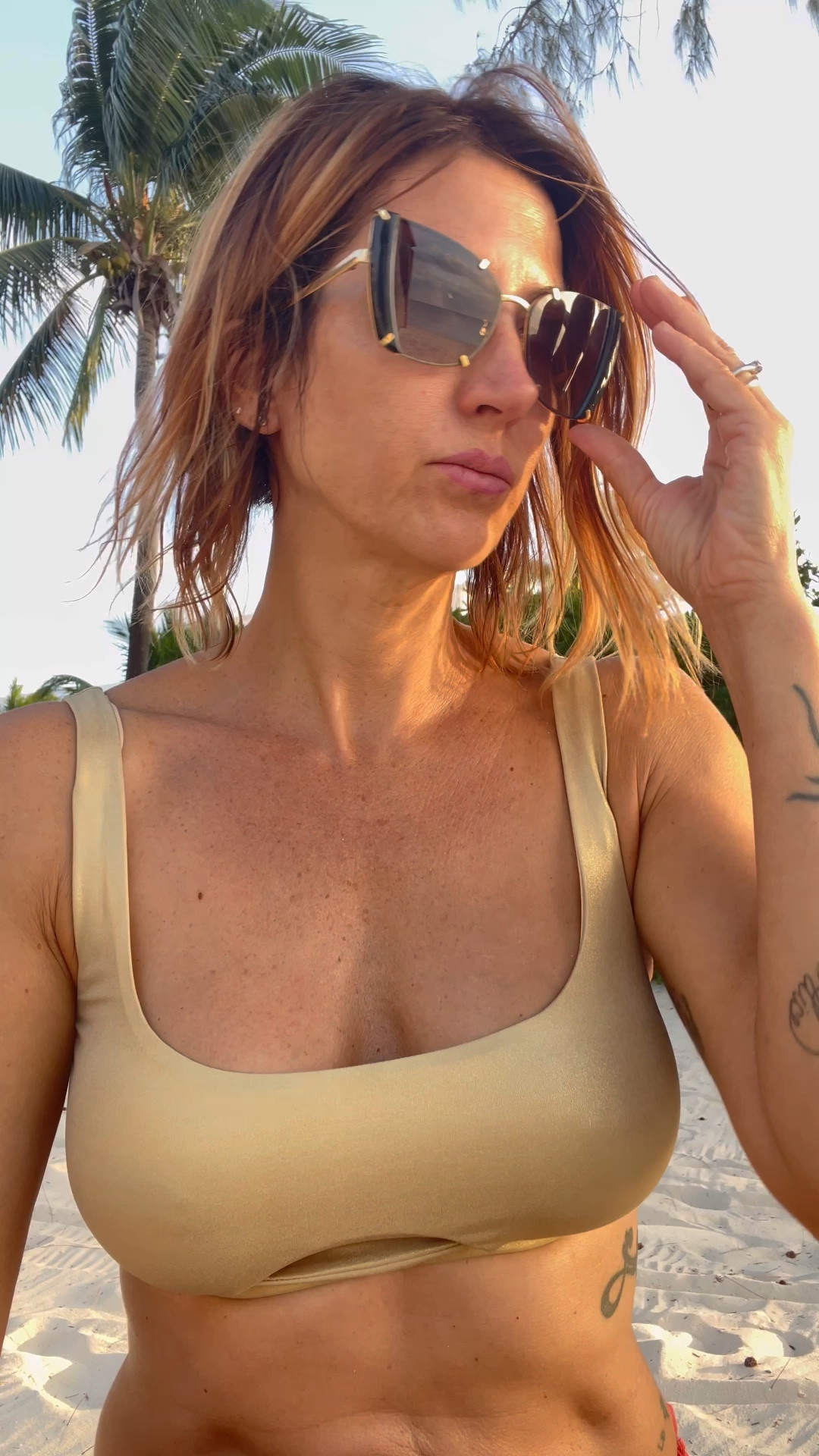 Tank Style Swimsuit Top shiny gold from Calzedonia  , so comfortable and beautiful. Bikini bottom available in the same color . I’m wearing size 3 

#LTKover40