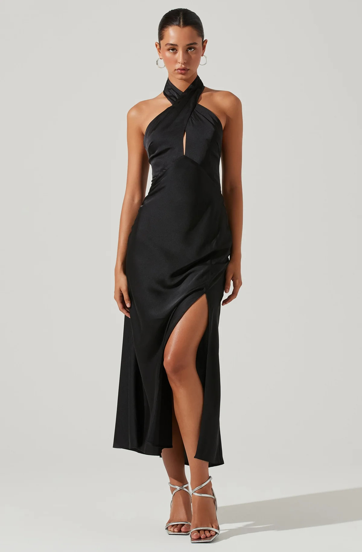 Marissa Satin Halter Neck Midi Dress | ASTR The Label (US)