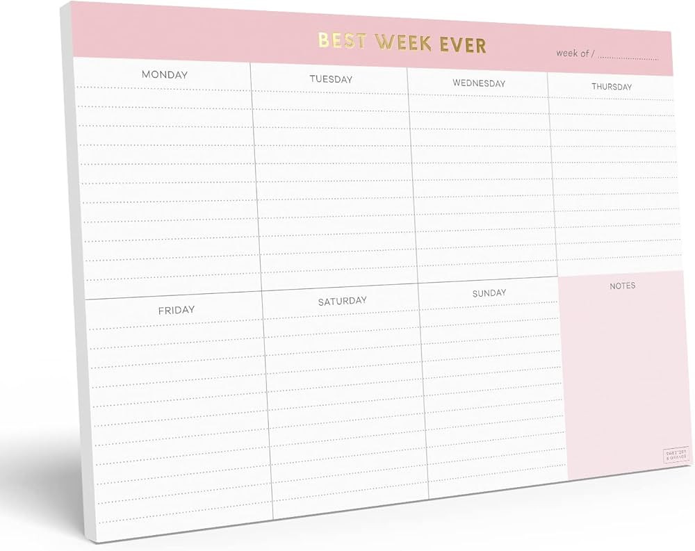 Sweetzer & Orange Weekly To Do List Pad. Pink Gold Weekly Planner Notepad with Daily Planner Agen... | Amazon (US)