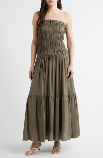 Nia Rocio Shirred Strapless Tiered Maxi Dress | Nordstrom | Nordstrom