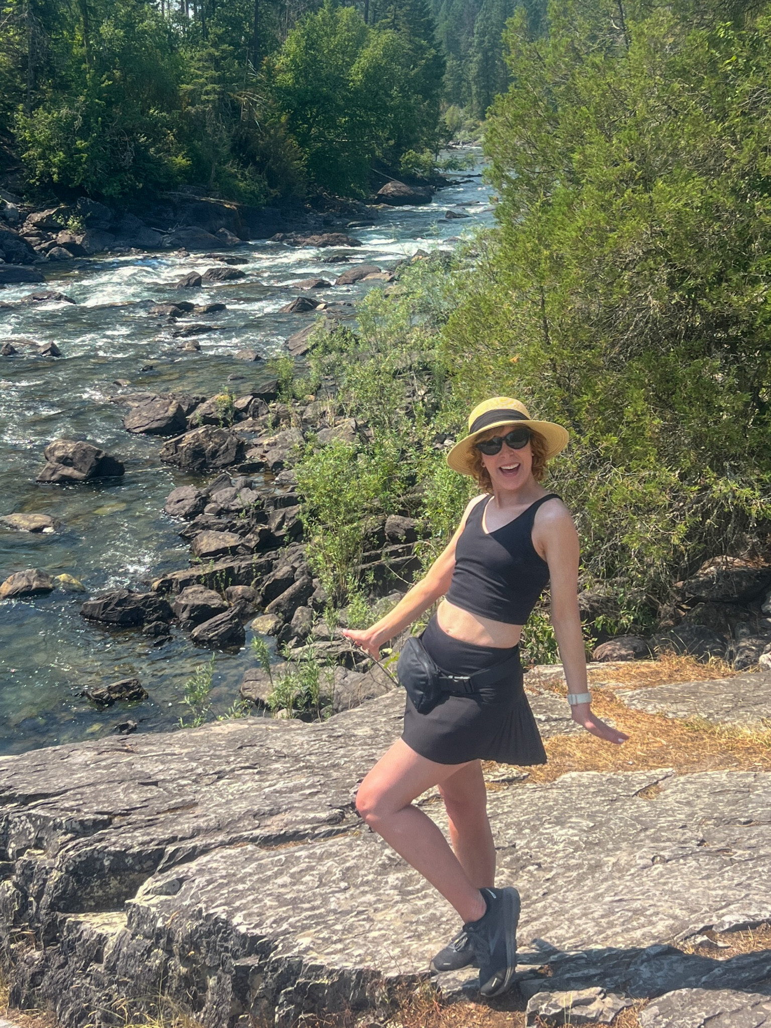 Great long line workout bra and black skort - both from Amazon - perfect on a 6 mile hike in Big Fork, Montana!

The skirt has a flattering flat front and darling back pleats. 

The hat is a copy of an Eric Javits ($$$) and it has an adjustable inner sizer, so it’s basically 1 size fits all. Don’t be alarmed when you see it’s only size L/XL on Amazon! I have a small head and it works great! 

#LTKActive #LTKOver40 #LTKFindsUnder50