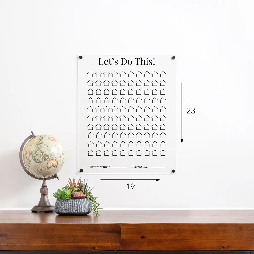Real Estate Goal Tracker | Clear Acrylic Custom Real Estate Dry Erase Board | Wall Organizer Sign... | Etsy (US)