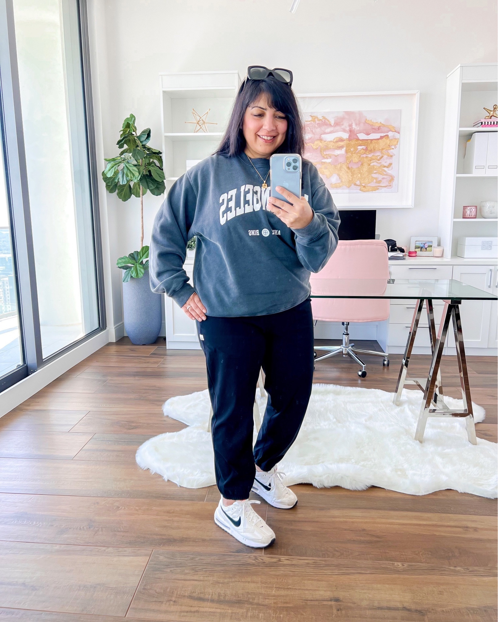 Today’s weekend casual look for running errands! Anine Bing sweatshirt size large. Vuori Miles joggers size large. Nike Air Max Dawn sneakers. Gucci sunglasses.

Athleisure, Anine Bing, sweatshirt, joggers, nike sneakers, white sneakers, neutral sneakers, Los Angeles sweatshirt, lazy day outfit, weekend casual look, winter outfits, cozy winter outfit 

https://liketk.it/4vFPA

#LTKmidsize #LTKfitness #LTKshoecrush