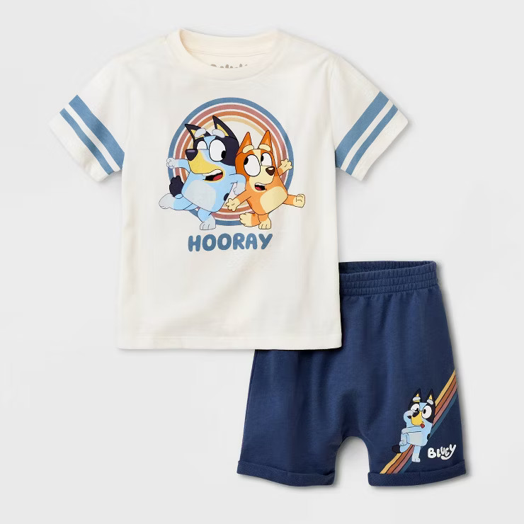 Toddler Boys' Bluey Solid Top and Bottom Set - Cream | Target