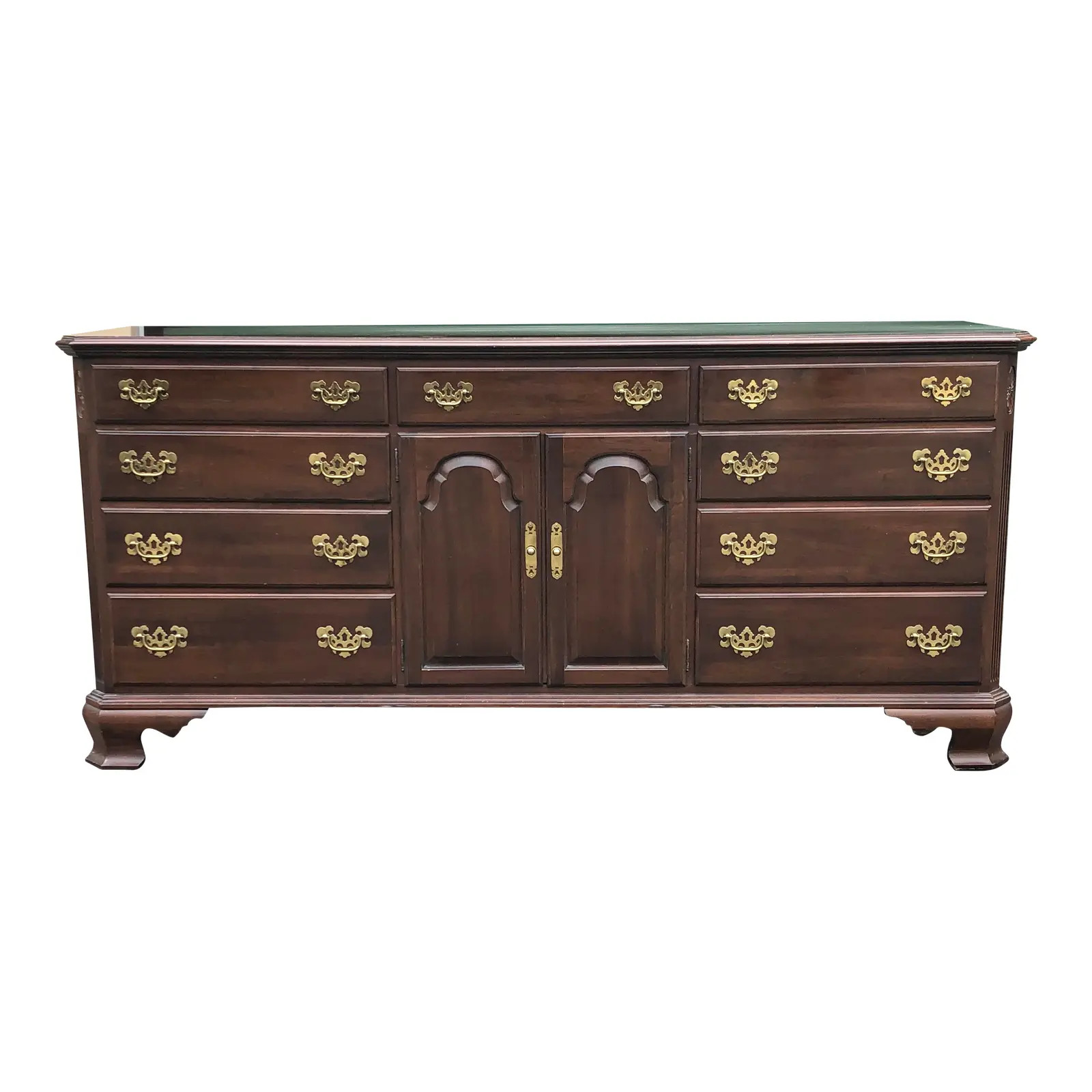 Ethan Allen Georgian Court Cherry Chippendale Triple Dresser | Chairish