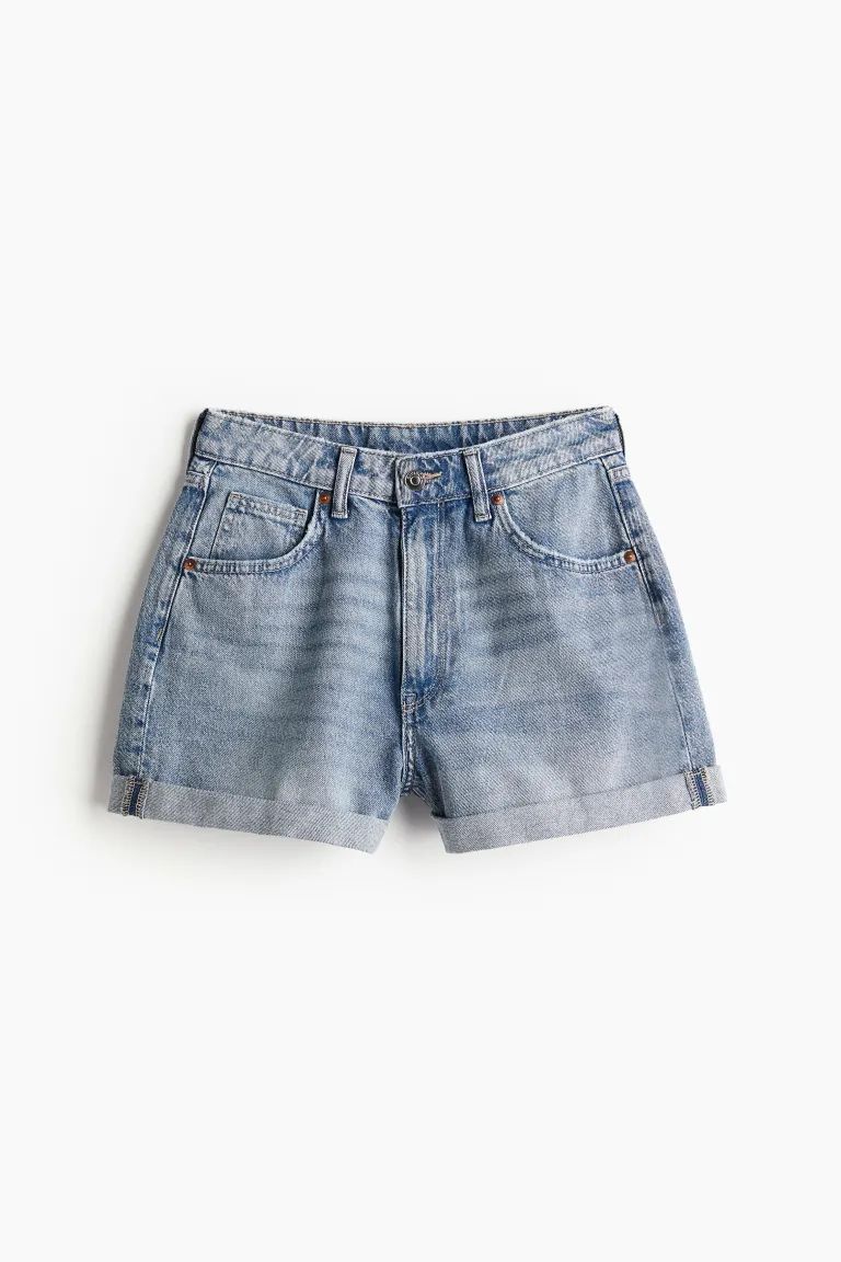 High Waist Denim Shorts - High waist - Short - Denim gray - Ladies | H&M US | H&M (US + CA)