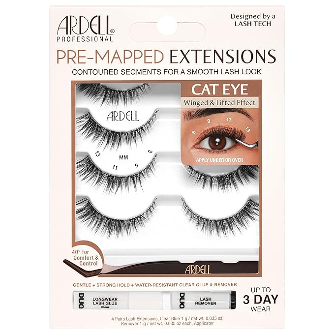 Ardell Pre-Mapped Eyelash Extensions Kit - False Lashes Cat Eye, Reusable Segmented Lash Strips, ... | Amazon (US)