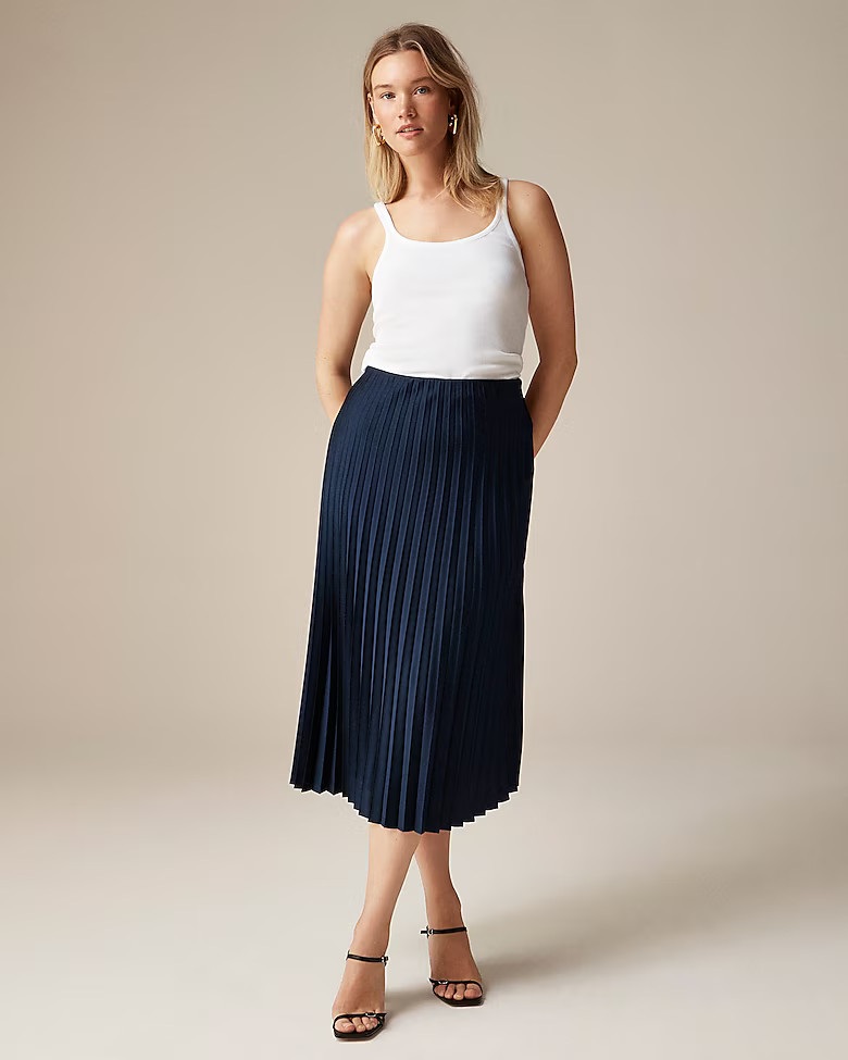 Pleated pull-on midi skirt | J. Crew US